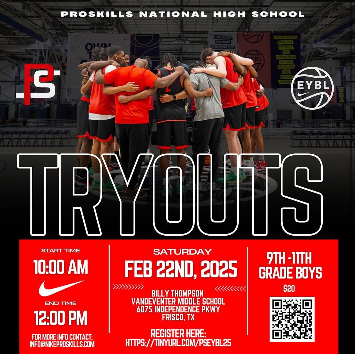 PROSKILLS EYBL &amp; NATIONAL TRYOUT. Looking for those special players willing to learn, grow, &amp; compete. <a href="/ProSkillsEYBL/">ProSkills Basketball</a>