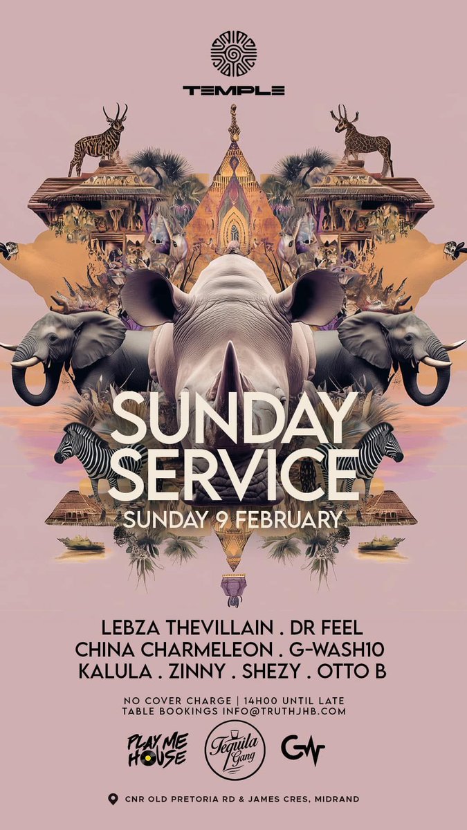 TequilaGangsa's tweet photo. S U N D A Y
⛳️ @templejhb aka @truthjhb 

#SundayChurchService Do JOIN us Sunday 9 February 2025| DeepHouseMusic meets Afro| #WeLoveHouseMusic #InOurHouseWeAreEqual ✊🏿•| https://t.co/qIUS5nWtyq