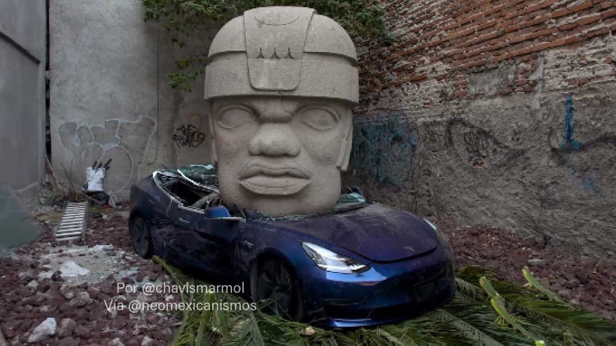 NeoMexicanismos's tweet image. Aplastando Tesla 🗿💥🚘 ::: por @chavismarmol #neomexicanismos #tesla #olmeca