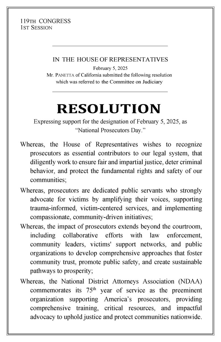 ndaajustice's tweet photo. 📸 Thank you @RepJimmyPanetta for sharing your personal experience as a prosecutor and for your resolution expressing support in proclaiming Feb. 5, 2025, as National Prosecutors Day. #NDAA75 #JusticeInAction https://t.co/jtWRnpxg8a