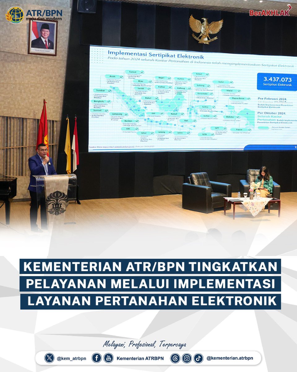 kem_atrbpn's tweet photo. KEMENTERIAN ATR/BPN TINGKATKAN PELAYANAN MELALUI IMPLEMENTASI LAYANAN PERTANAHAN ELEKTRONIK
Berita selengkapnya, kunjungi:
https://t.co/P2iJrBSra3
#KementerianATRBPN
#MelayaniProfesionalTerpercaya
#MajuDanModern
#MenujuPelayananKelasDunia https://t.co/S2SeK9614h