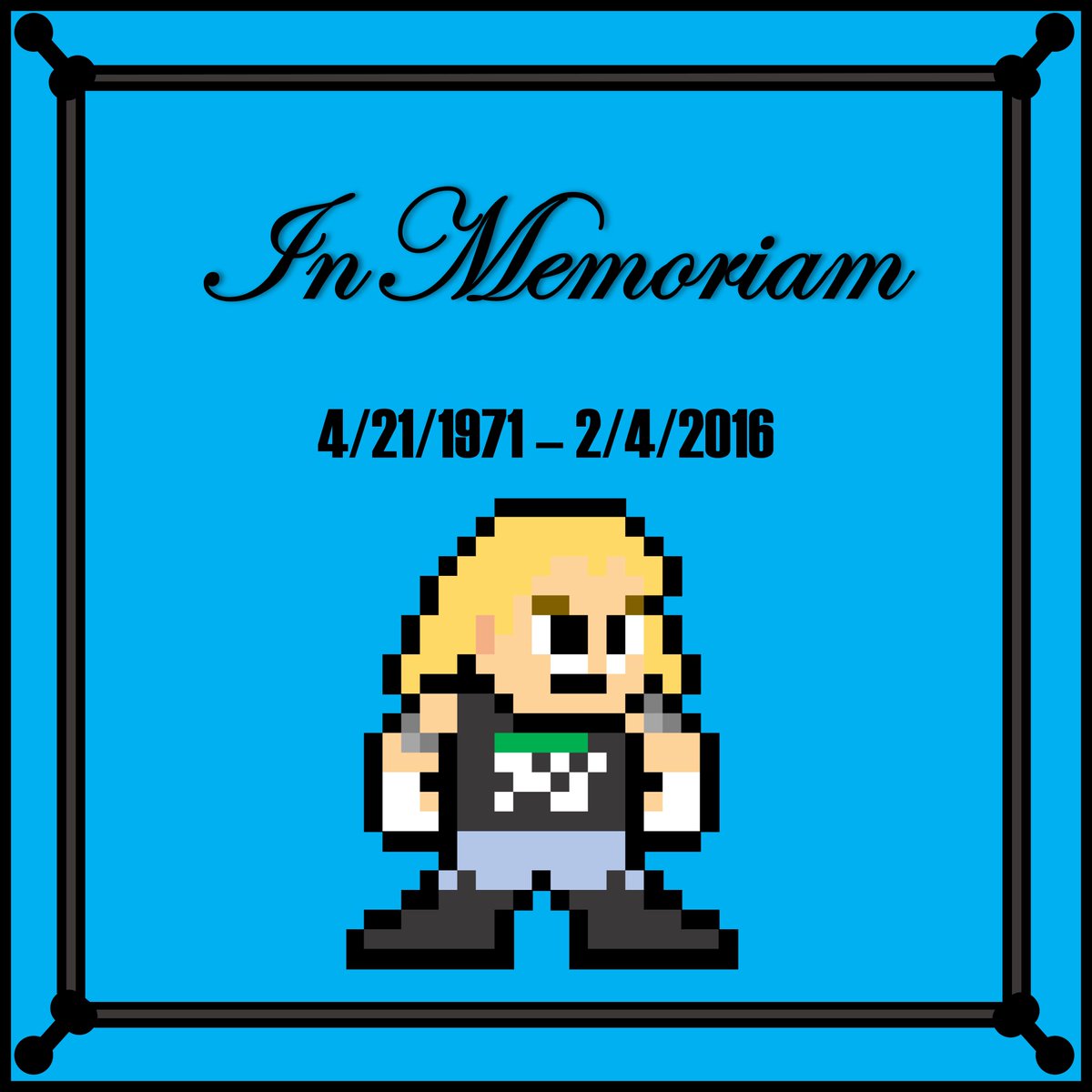 PixelStickArt's tweet photo. In Memoriam of pro wrestler #AxlRotten, who tragically passed away on this day in 2016 at the age of 44. #restinpeace #ecw #wwe #wwf #wcw #aew #tna #nxt #nwa #pixelart #pixelartist #8bitart #8bitartist https://t.co/vHpSl7zOru