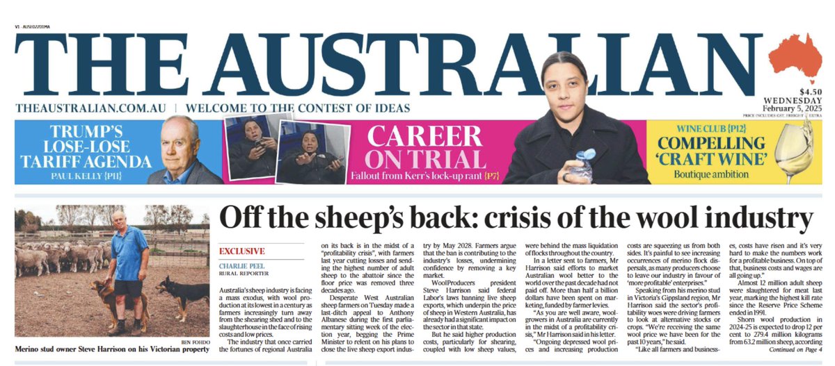 AustLiveExports's tweet photo. WA facing the lowest wool production since the 1920's. Industry warned of this as a consequence of the Government's ban. There is still time to repeal the legislation.

#keepthesheep https://t.co/dgUWSiWzWr