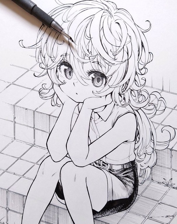 今回の扉絵は珍しく主線はアナログのラマちゃ 