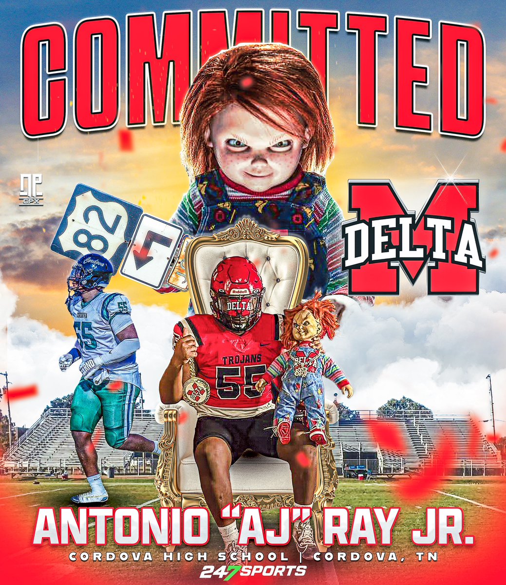 NPGPX Design (@nathanpurvis) on Twitter photo | COMMITTED |
Antonio โAJโ Ray Jr. (<a href="/AntonioRayJr/">Antonio โAJโ Ray Jr. ๐ซ</a>), the class of 2025 defensive lineman from Cordova High School (Cordova, TN), has committed to Mississippi Delta Community College! | COMMITTED |
Antonio โAJโ Ray Jr. (<a href="/AntonioRayJr/">Antonio โAJโ Ray Jr. ๐ซ</a>), the class of 2025 defensive lineman from Cordova High School (Cordova, TN), has committed to Mississippi Delta Community College!
