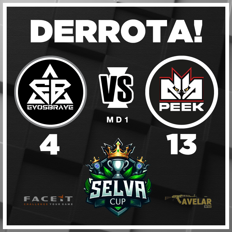 evosbrave's tweet photo. Fomos superados pela equipe da @DBPeekEsports  por 13x4 (MD1) pela SELVA CUP.

Estamos aguardando o resultado do próximo jogo para jogarmos a LOWER, que ainda é hoje.

#evosbrave #goevos #CS2 https://t.co/aI3jgoiQCa