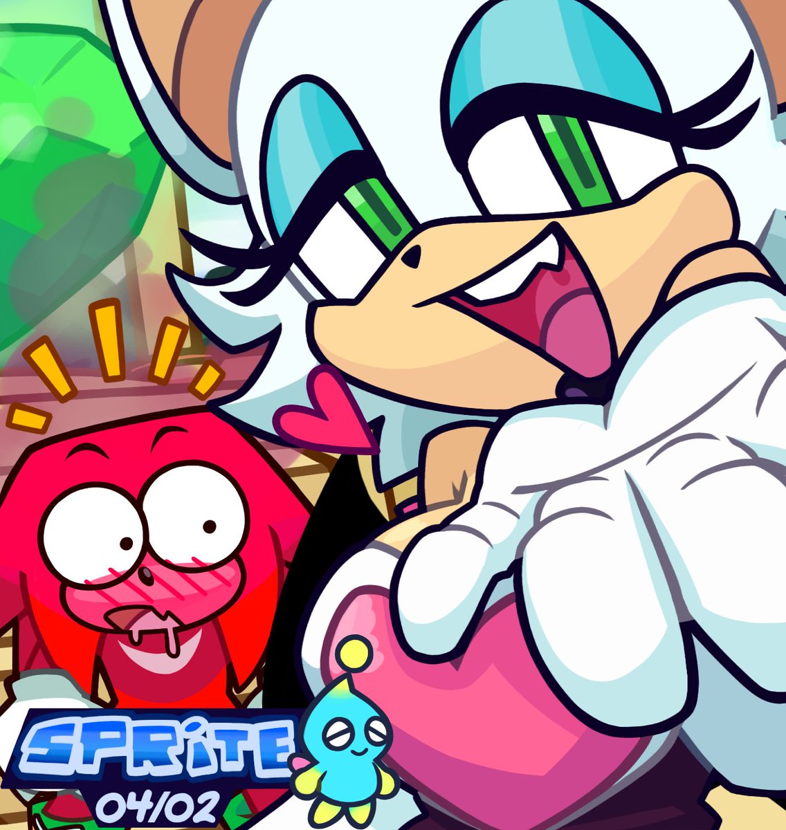 spraitsu's tweet image. knuckles and rouge