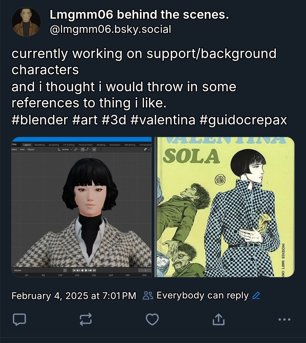 lmgmm06's tweet image. Valentina 1965 #blender #b3d #guidocrepax #valentina
