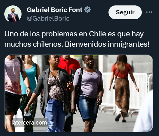 Pedrovalens5i's tweet photo. El que dice que no habla mal de Chile y que estemos orgullosos de nuestro país. @GabrielBoric NO tienes limites enfermo qlo.
#matthei #Bachelet #Imacec #DraCordero #HayQueDecirlo13 #JavieraMartínez #PlanPerfectoCHV #Maipú #Guarello #mipaís #Ripley #Kaiser https://t.co/U3DNt1N7BF
