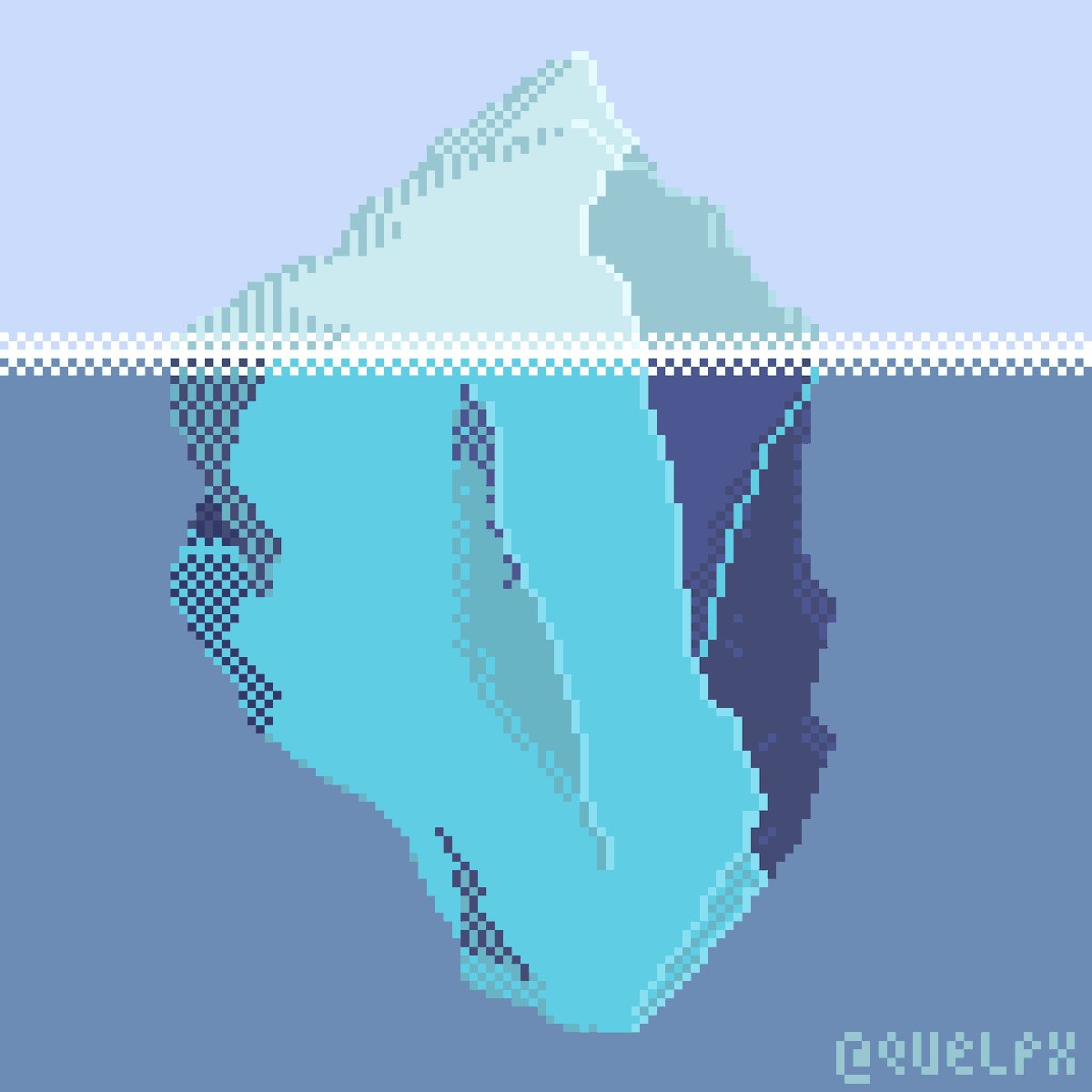 QuelPX's tweet photo. #iceberg
[128 × 128 px, 13 colours]

#pixelart #aseprite #pixel_dailies
@Pixel_Dailies https://t.co/P8r6SesjDW