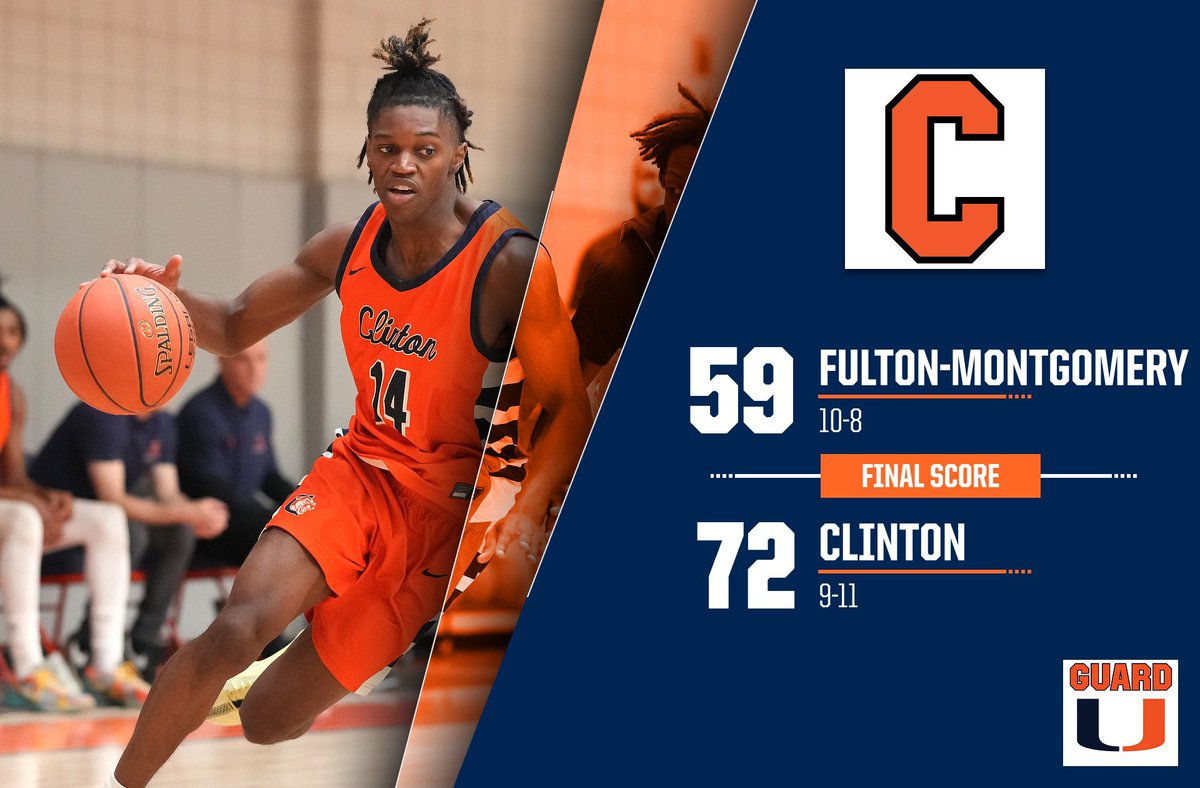Clinton Community College Men’s Basketball (@clintoncchoops) on Twitter photo CLINTON WINS!!!
The Cougars knock off Fulton 72-59. This is the first time Clinton has beaten Fulton since 2014.
Your scoring leaders were:
<a href="/LeekPeso/">Malike Alassani</a> 21 PTS
<a href="/Josiahhhb3_/">Josiah</a> 15 PTS
<a href="/jskilled23/">Joshua Hunter</a> 10 PTS CLINTON WINS!!!
The Cougars knock off Fulton 72-59. This is the first time Clinton has beaten Fulton since 2014.
Your scoring leaders were:
<a href="/LeekPeso/">Malike Alassani</a> 21 PTS
<a href="/Josiahhhb3_/">Josiah</a> 15 PTS
<a href="/jskilled23/">Joshua Hunter</a> 10 PTS