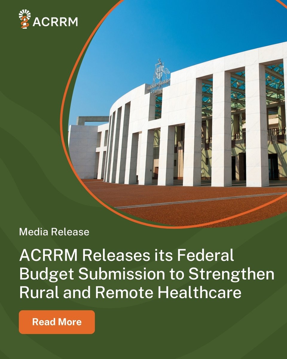 ACRRM has released its 2025-26 Federal Budget submission, calling for targeted investment to build a sustainable healthcare workforce and enhance healthcare delivery for rural, remote, and First Nations communities.

Read more: bit.ly/42NuyMF

#AusPol #AusVotes