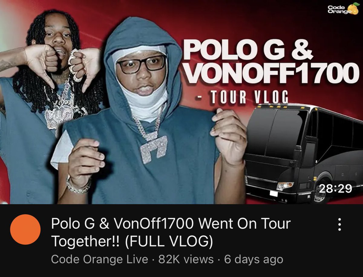 codeorangelive's tweet photo. #PoloG &amp; #VonOff1700 Hood Poet tour FULL VLOG‼️

🎞️: https://t.co/znGLs461EF https://t.co/Mv4eZnXOz8