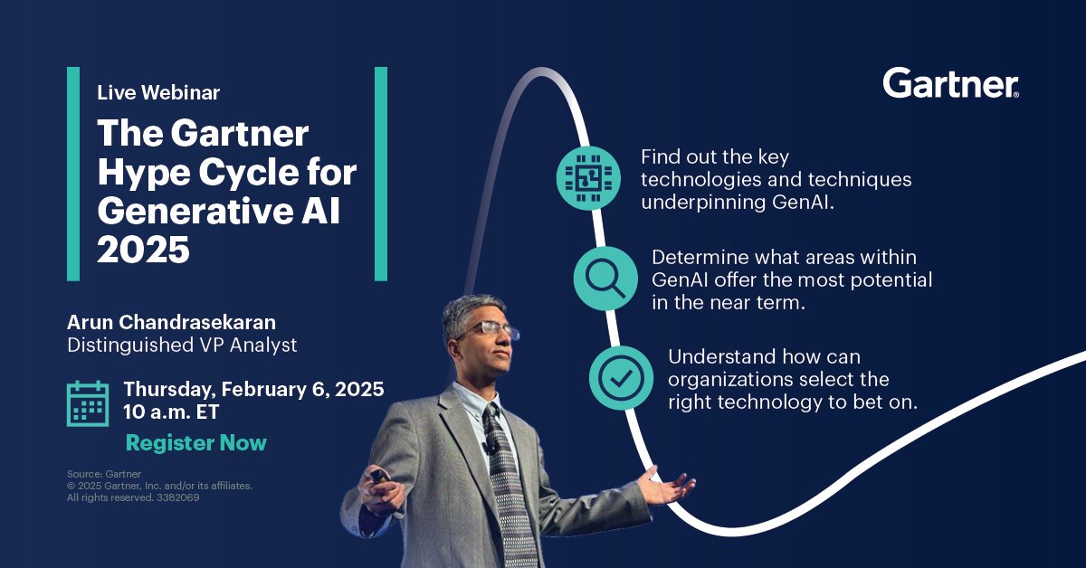 GenAI is one of the most disruptive technology for businesses in decades. Join <a href="/Gartner_inc/">Gartner</a>'s webinar to explore key technologies behind GenAI: gtnr.it/4h1kKCX

#GartnerIT #GenAI #AI