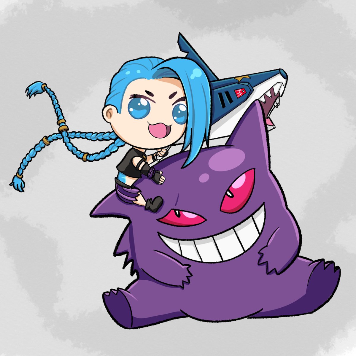 Rulini's tweet photo. Práctica de una idea random 

#arcane #jinx #gengar #lol #pokemon #procreate #drawing #digital #art #arte #fun #funny #cute #tierno #dibujo https://t.co/S1MJXkIqsQ