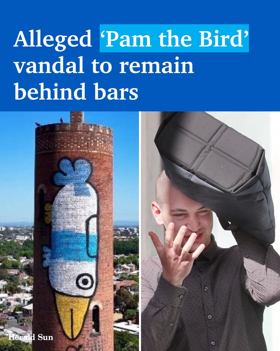 theheraldsun's tweet photo. A prolific graffiti artist police allege is behind infamous Pam the Bird tags plastered across Melbourne will remain behind bars because of the risk he poses to the community > https://t.co/F82UwfqmNg https://t.co/1ZSCjhsp7o