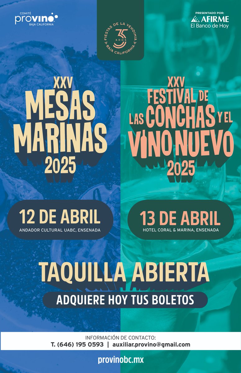 🚨 ¡TAQUILLA ABIERTA! 🚨
El momento de vivir la experiencia más esperada de la temporada ha llegado. 🍷

🌊 🍽 No te quedes sin tu boleto. 🎟 👉 clubprovino.mx