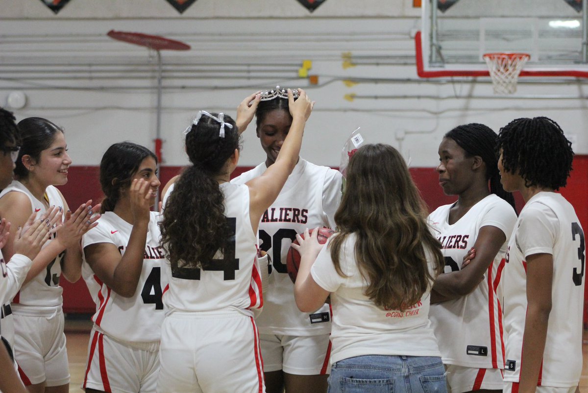 CavsConnect's tweet photo. In their last home game and district quarterfinals, our girls' basketball team dominated the court, finishing with a 40-26 win. They celebrated Senior Night, honoring Kamaria 'KK' Deckle for her dedication and achievements.

#gables #cavaliers #YourBestChoiceMDCPS https://t.co/WyOeucmnYi