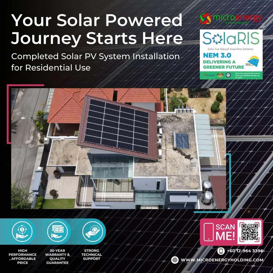 microenergymsia's tweet photo. This residential home is now fully powered by the NEM 3.0 Rakyat solar system and enjoys a RM4,000 government rebate.

📲 Click here to connect with us: https://t.co/QPXMhSRka4

#solar #SolarPanelsMalaysia #CleanEnergy #SolarInstallation #SolarMalaysia https://t.co/qdmmy16tYB