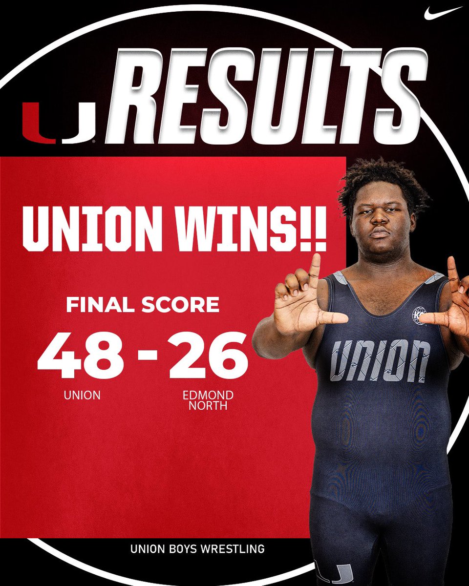 HUGE UPSET! 🚨 Union Boys Wrestling just took down the nationally ranked powerhouse! Final score: 48-26 over Edmond North! 🔥 This team is making history! #WrestlingUpset #UnionWrestling