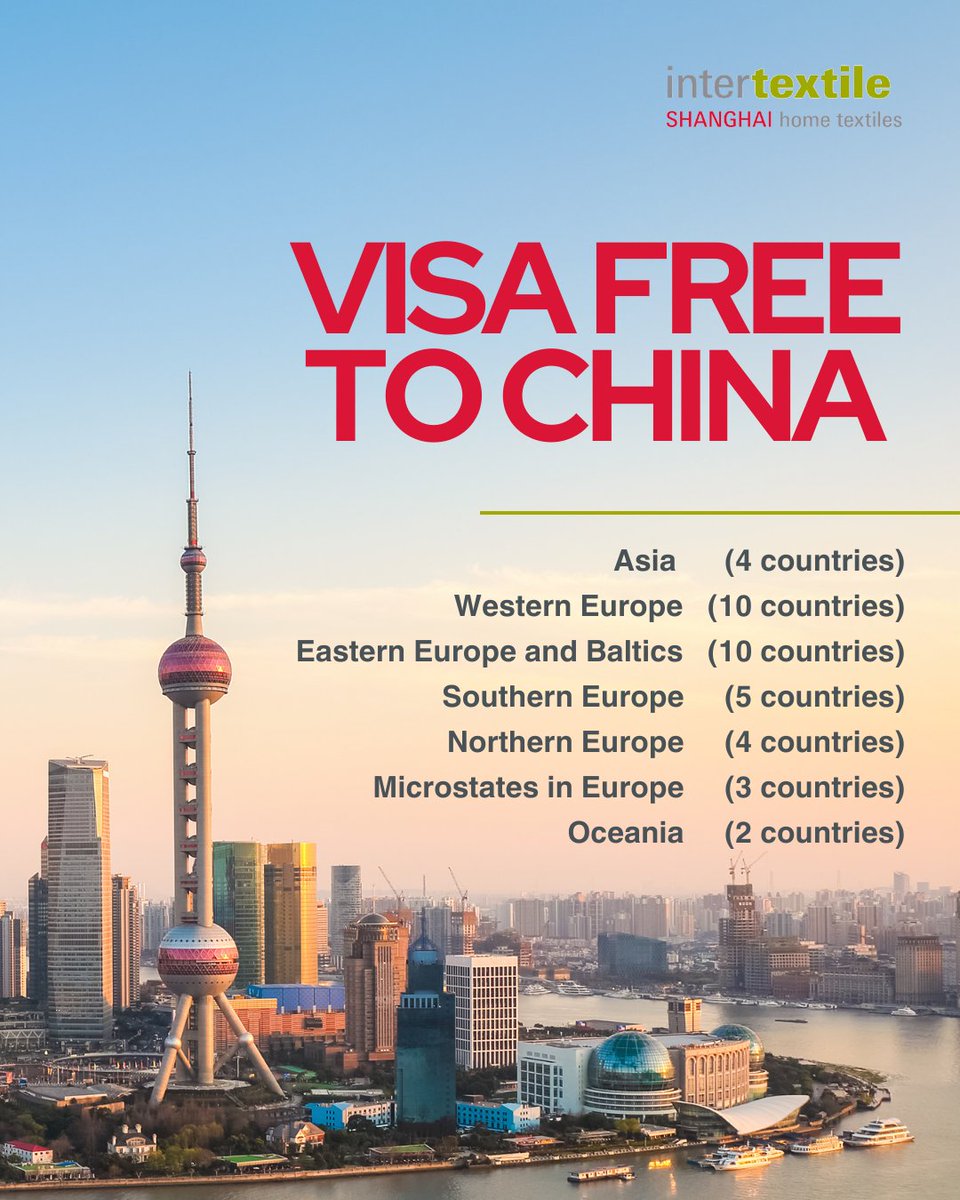 IntertextileH's tweet image. Join us hassle-free at Intertextile Shanghai Home Textiles – Spring Edition 2025! No visa needed for this vibrant sourcing opportunity. Register now: dwz.cn/w3FT4bUZ 

#Intertextile #Texpertise #Heimtextil #IntertextileHomeTextiles #HomeTextiles #VISAFREECHINA