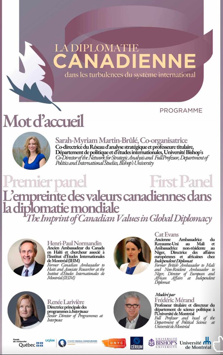 SaMyMarBru's tweet photo. This Friday! CANADIAN DIPLOMACY IN A TURBULENT INTERNATIONAL SYSTEM a @RAS_NSA  with @Klin_Nick  and @andrew_am13  Mourad partners @CERIUdeM  @RDandurand   @FRQSC  @UBishops  @UMontreal  @UQAM  @UNYC @HEC_Montreal  
  07-02, 1pm-6pm HEC Montréal, Côte-Sainte-Catherine https://t.co/eNgszGDfGA