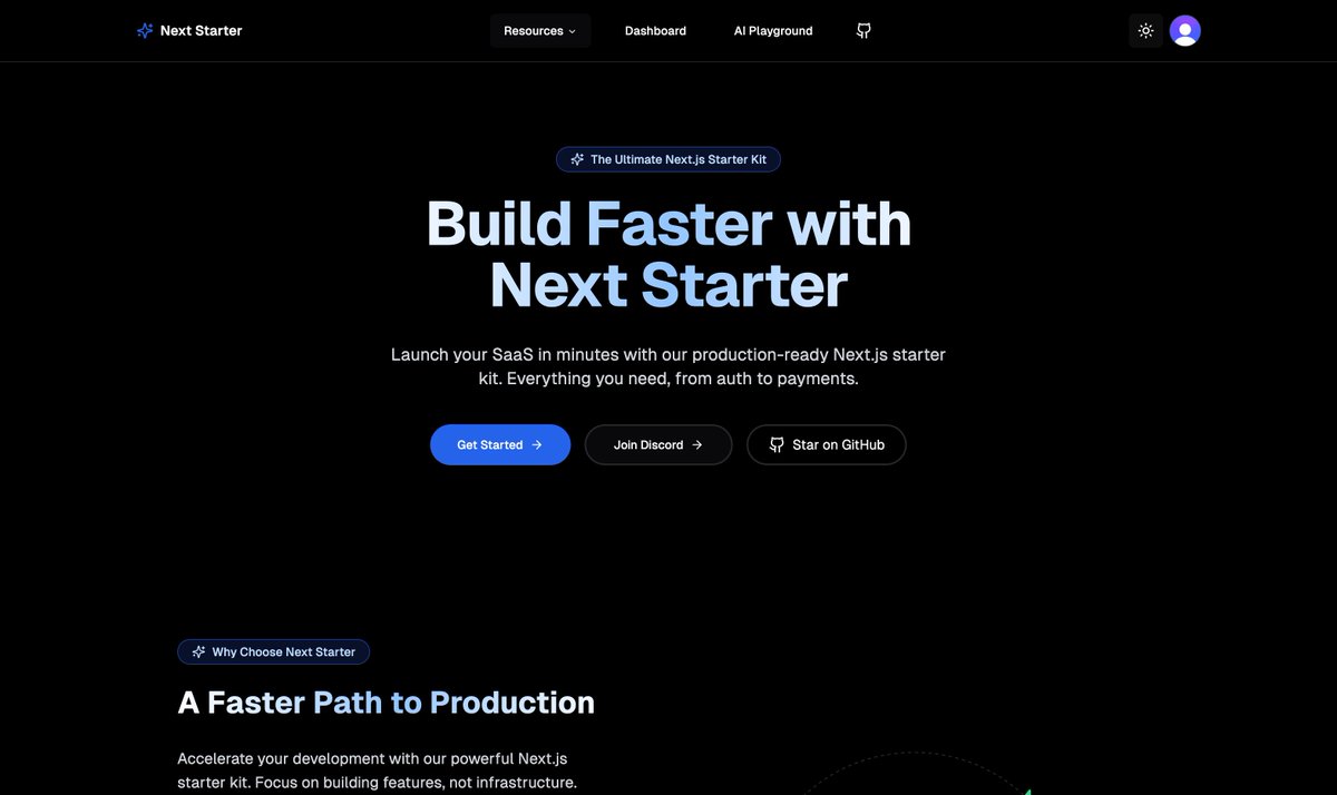 🔥 next starter is now live 🔥

my nextjs 15 starter kit, all batteries included.

🌐 framework: <a href="/nextjs/">Next.js</a> 15 
🎨 style: <a href="/tailwindcss/">Tailwind CSS</a> + <a href="/shadcn/">shadcn</a> 
📚 backend: @convex_dev 
⛓️ auth: <a href="/ClerkDev/">Clerk</a> 
💸 payments: <a href="/polar_sh/">Polar</a> 
🤖 ai playground: <a href="/aisdk/">AI SDK</a> 

Video coming soon, link to repo below