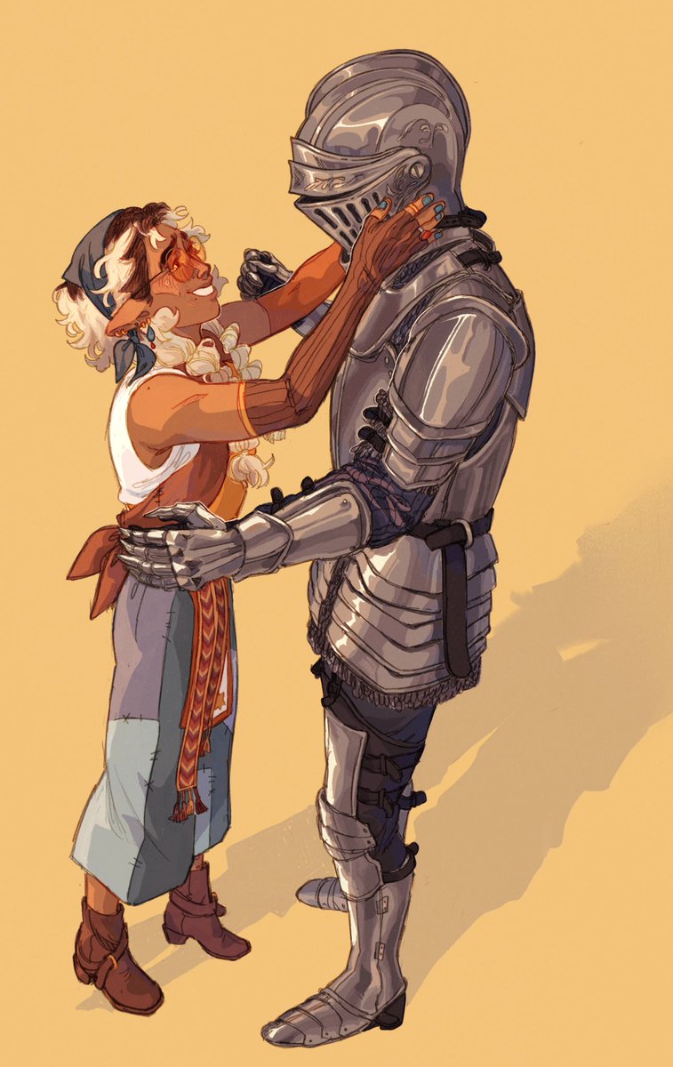 beetlebards's tweet photo. (ocs) tfw the love of your life comes home to you after months apart but he’s a little bit a hollow suit of armor now (it’s ok he’ll get better 💖) https://t.co/IEOb4ZCkHv