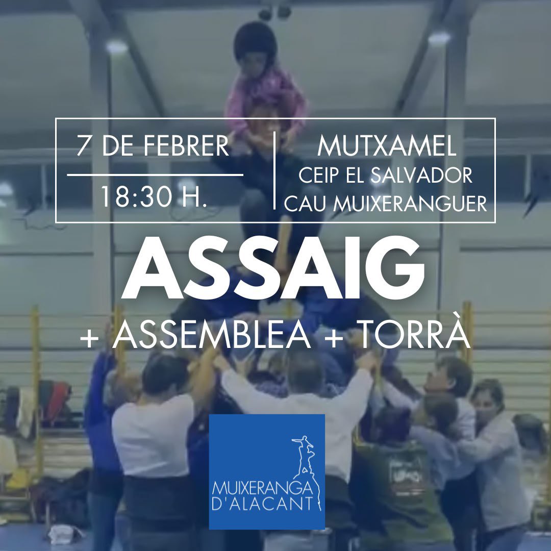 Este divendres és especial. Quan acabem l’assaig en el CEIP El Salvador de Mutxamel acudirem al nostre Cau a celebrar la primera Assemblea de l’any mentres preparem la primera torrà!! 💪🏻💪🏻🤍💙🤍💙

#muixeranga #Alacant