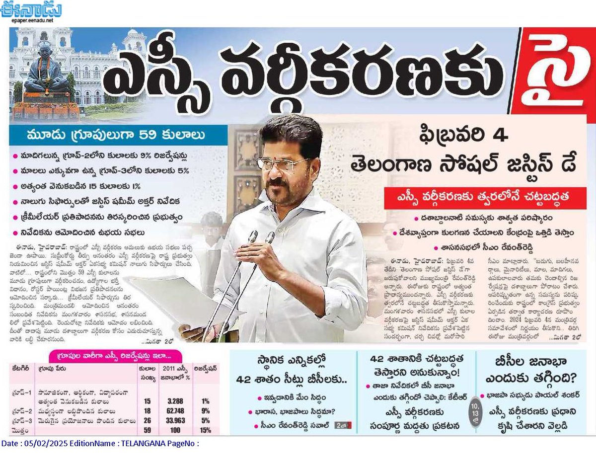 CPRO_TGCM's tweet photo. దేశంలోనే ఎస్పీ వర్గీకరణ ప్రక్రియకు శ్రీకారం చుట్టిన తొలి ఆదర్శ రాష్ట్రంగా తెలంగాణ చరిత్ర పుటల్లో నిలిచింది. @TelanganaCMO #SocialJusticeDay #TelanganaSocialJusticeDay #SCcategorisation https://t.co/8APTEaMOJx