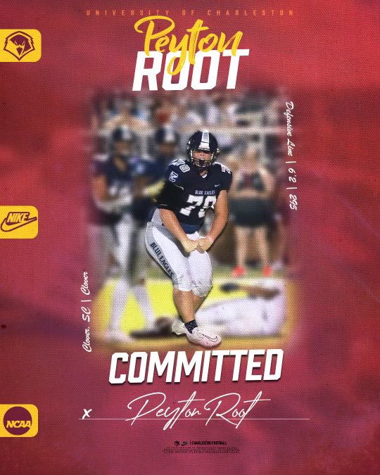 Peyton Root (@root_peyton) on Twitter photo Thank you to the Lord and my coaches and family for pushing me to be my best, with that being said I am committed to the University of Charleston! #AGTG <a href="/tljordan_HD/">Lee Jordan</a> <a href="/coachwoolbright/">Perry Woolbright</a> <a href="/bigstevena/">Steve Churm</a> Thank you to the Lord and my coaches and family for pushing me to be my best, with that being said I am committed to the University of Charleston! #AGTG <a href="/tljordan_HD/">Lee Jordan</a> <a href="/coachwoolbright/">Perry Woolbright</a> <a href="/bigstevena/">Steve Churm</a>