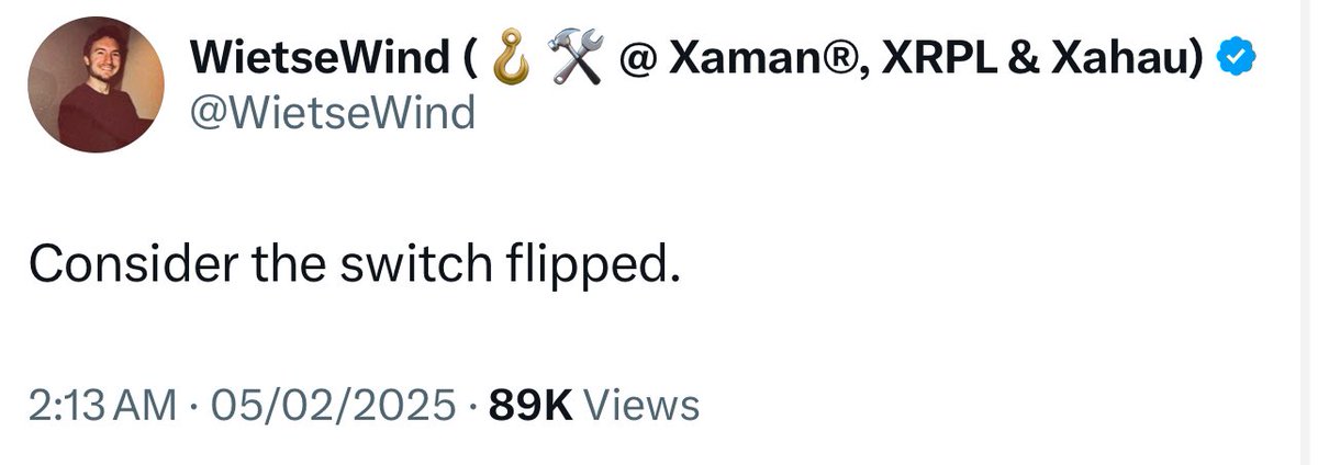 majeed66224499's tweet image. Have you seen this Chad?
The creator of Xaman wallet
Said today after ripple ledger had a problem for one hour

He said “ consider the switch flipped”