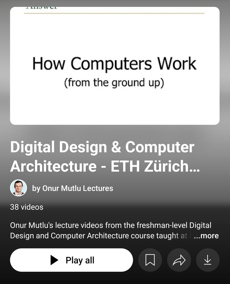 chessMan786's tweet photo. How Computers Work: From the Ground Up
One of the best and detailed courses on computer architecture.