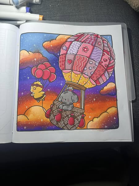 joyskinnerart's tweet image. This is an example of great coloring techniques.
Coloring skies and hot air balloons ... 
Colorist Alice Biggadike 
#coloringtutorial #coloringtips #coloringpage #coloringtexture #coloringskies #alcoholmarkers