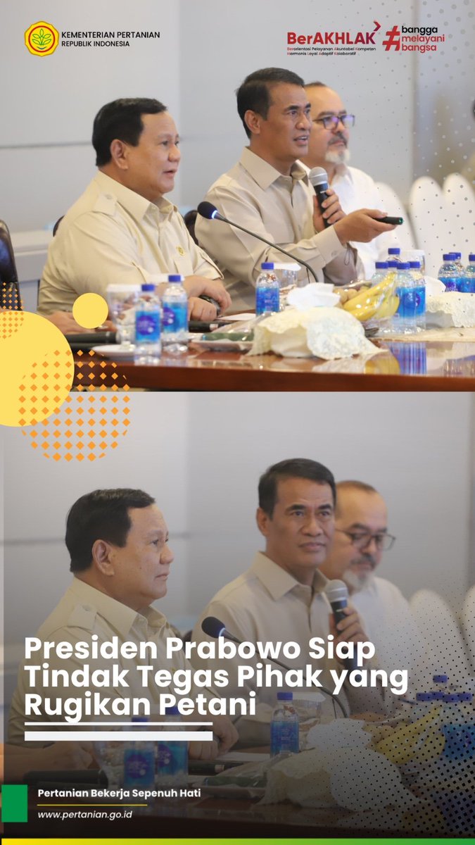kementan's tweet photo. 1. Presiden @prabowo menegaskan pemerintah telah menetapkan Harga Pembelian Pemerintah (HPP) gabah kering panen sebesar Rp6.500/kilogram. Kebijakan ini adalah wujud komitmen kuat dalam melindungi petani Indonesia &amp; menjaga stabilitas harga di tengah arus produksi yang melimpah. https://t.co/8srjQUEt2N