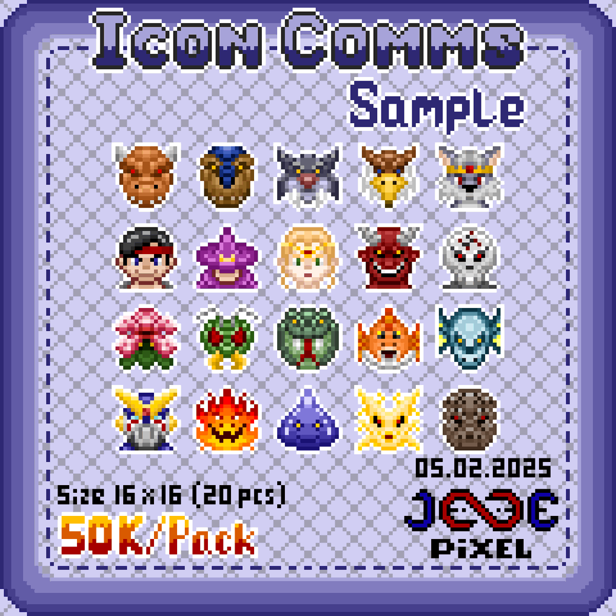 Jaaepixel's tweet photo. Open Commission
Icon Set size 16x16
Price IDR 50K/pack (Locals)
Or $10/pack (Universal)
Payment by Mandiri Bank for local and for universal can pay to Paypal
#pixelart #open_commission #iconset #indiegame #Vtuber #jaae_pixel https://t.co/OSF0k9oDkd