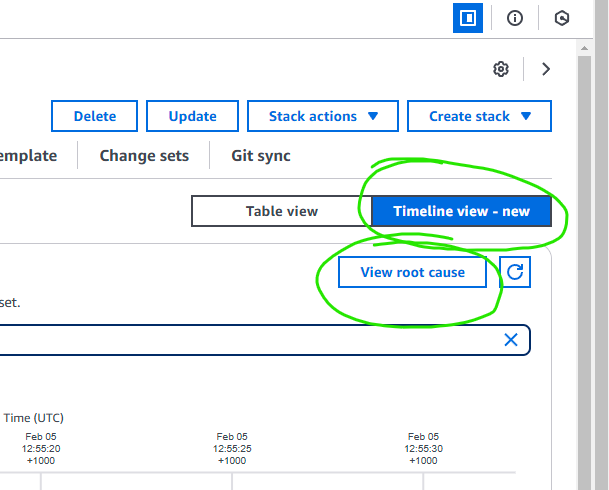 "Timeline view" and "View root cause" are two great CloudFormation additions!