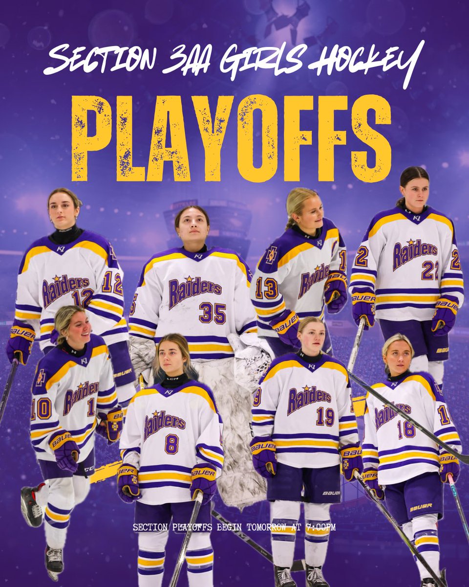 🏒 Section 3AA Playoffs – First Round 🏒

The Cretin-Derham Hall Girls Hockey team begins their Section 3AA playoff run tomorrow night as the #2 seed, taking on Eagan at home.

Time: 7:00 pm
Location: Charles M Schulz - Highland Arena