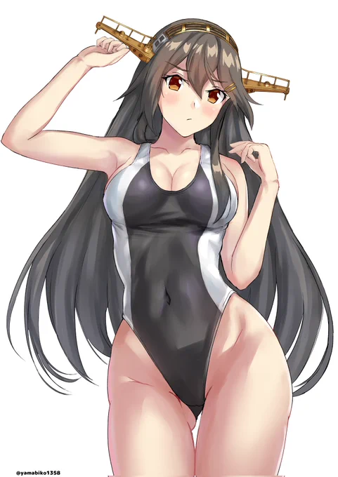 榛名の競泳水着(白背景) #艦これ