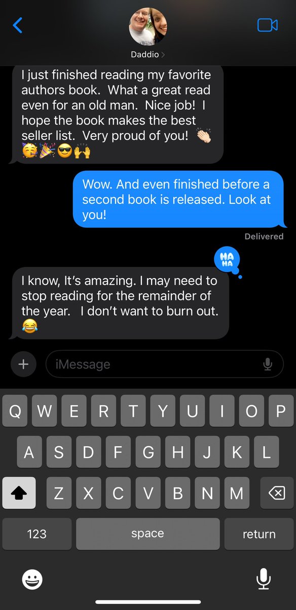 Madpacker4's tweet photo. My dad doesn’t read for fun but he read my book….only took him a year to complete it but he made it through a young adult romance! 😂 https://t.co/Ft54Dk7blo