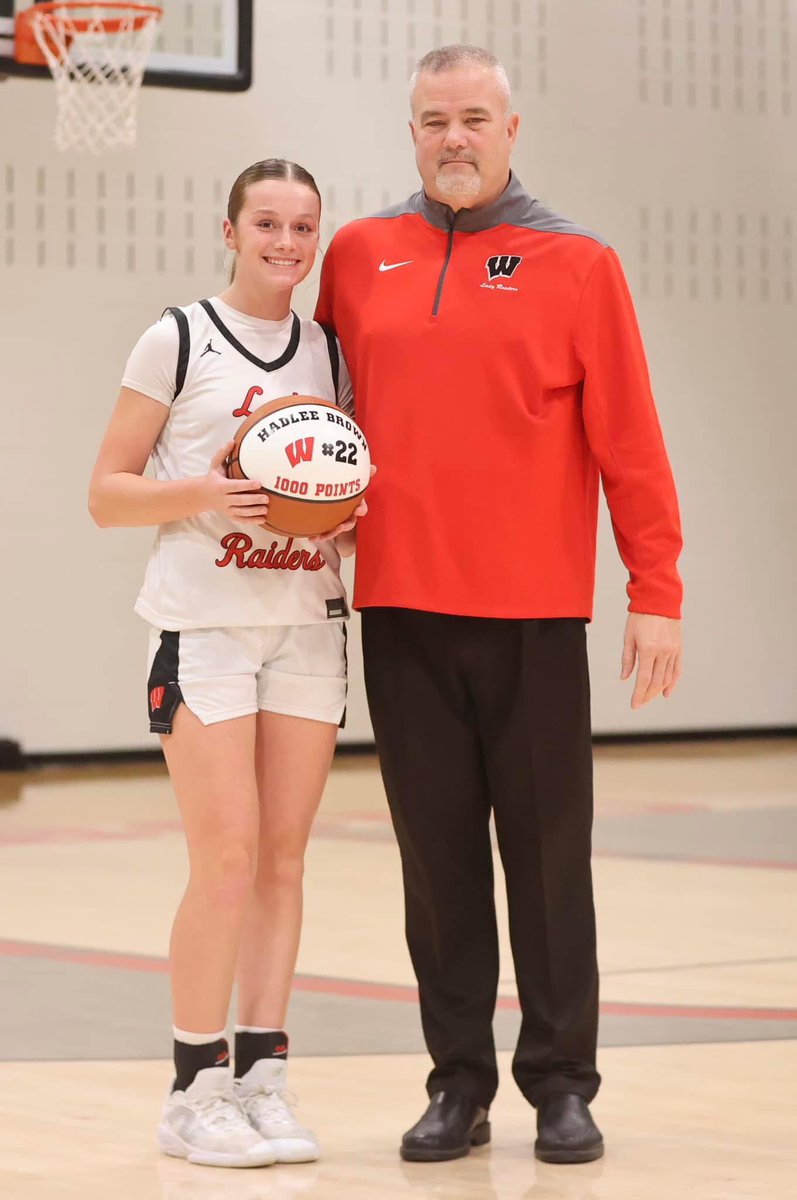 Winnsladyraider's tweet photo. Congrats to sophomore Hadlee Brown who scored her 1,000th high school career point on January 14, 2025 at Prairiland🏀🏀🏀 https://t.co/gnKDK74RL9