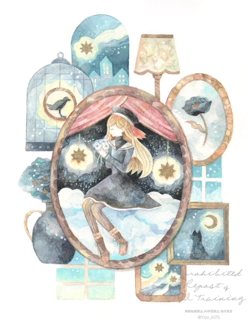 原画市用に描いたイラスト去年と今年#原画市#原画市_制作中 