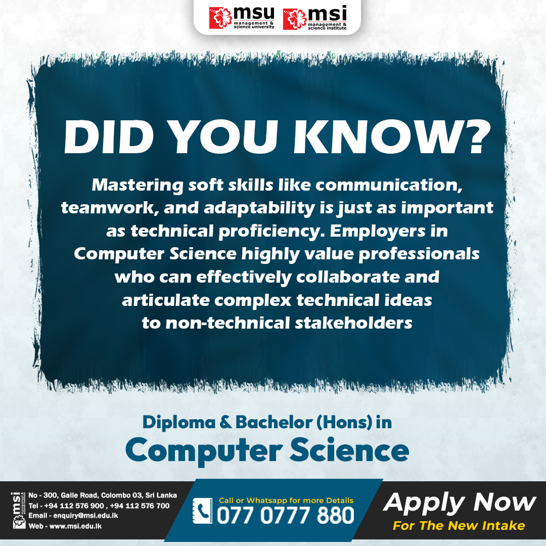Did You Know? 

Mastering soft skills like communication, teamwork, and adaptability is just as important as technical expertise in Computer Science! Employers highly value professionals who can collaborate effectively and articulate complex ideas to non-technical stakeholders.