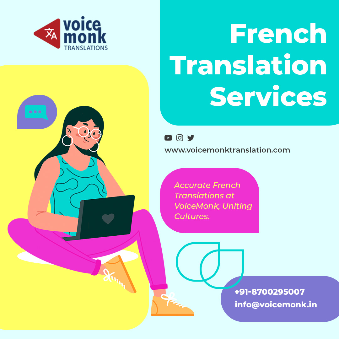 VoiceMonk Translations: Your trusted source for accurate French translations.  🌐  Bridging language barriers and uniting cultures. 
📞 +91-8700295007
🌐 bit.ly/3uIw9k3
#FrenchTranslation #TranslationServices #VoiceMonk
