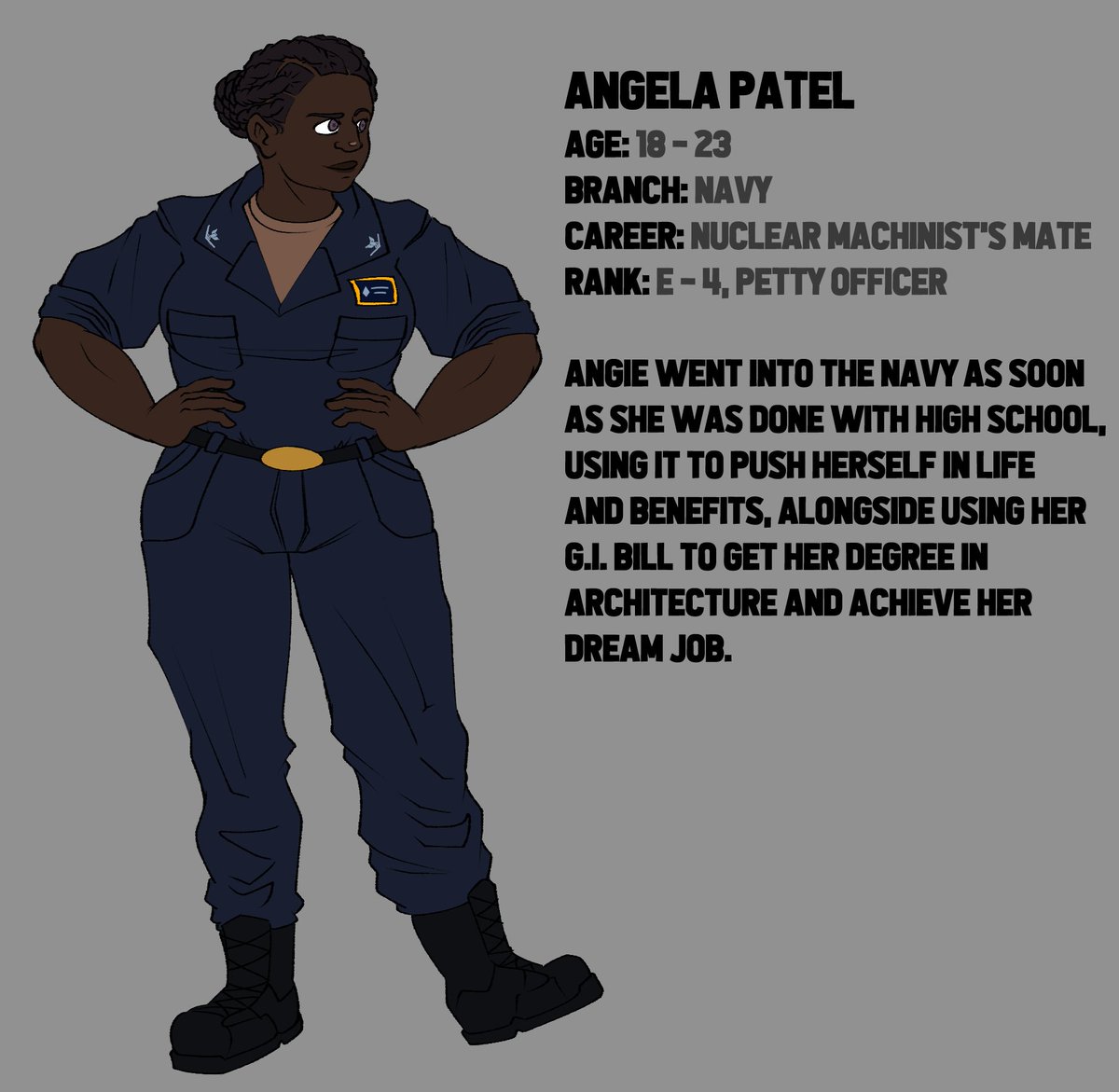 rocky_artcorner's tweet photo. okay so i dont want this to be seen as military propaganda, my spouse just helped me get her job and rank down as to how angie just did what she did to forward herself in life 💀

as much research we did for this part, i dont plan to make this important to her story https://t.co/9tfPEgnOuK