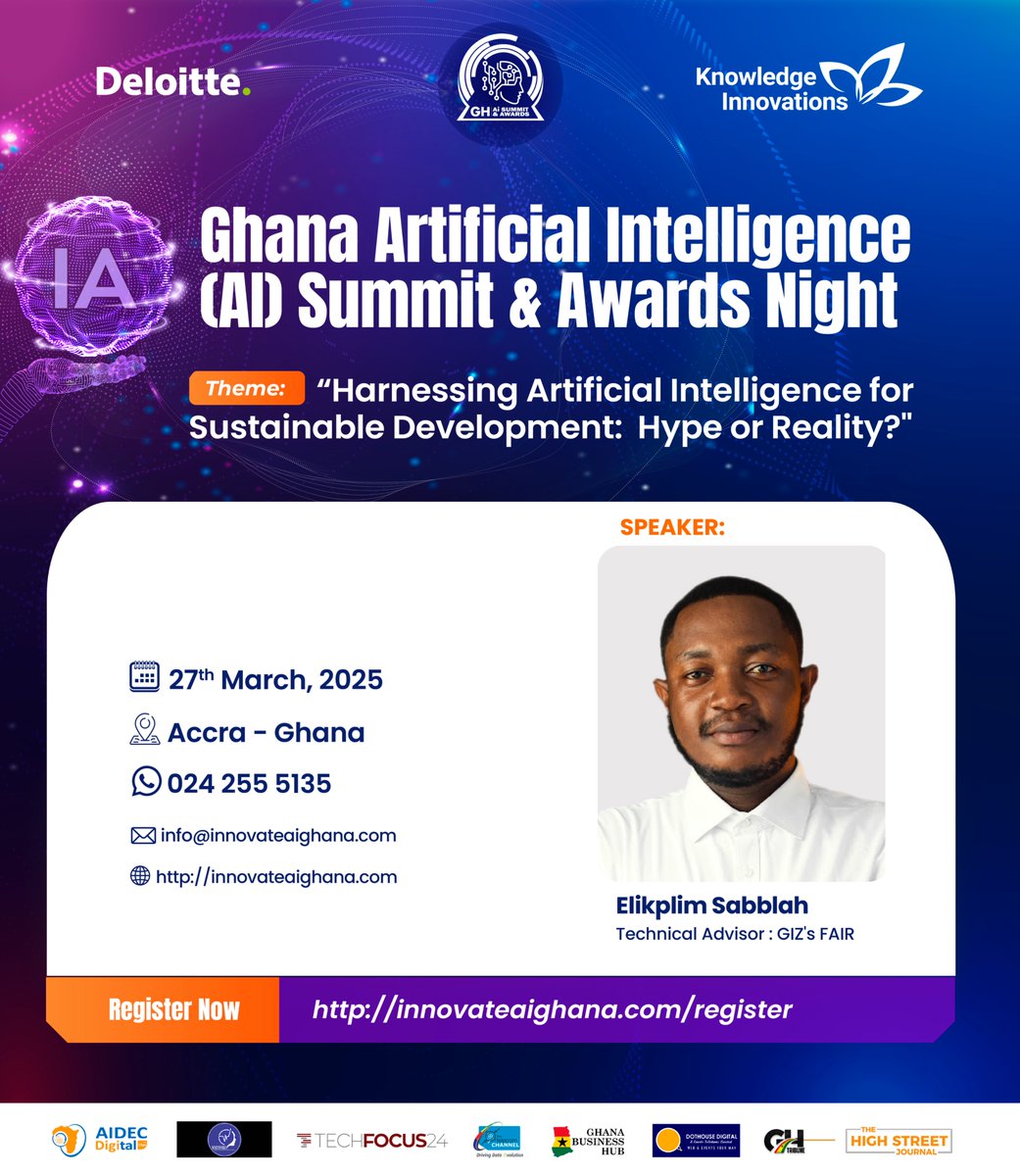 We are excited to announce that  Elikplim Sabblah, a leading expert in AI national policy formulation and action plans, will be joining us at the Ghana  (AI) Summit 
 Register Now: innovateaighana.com
#GhanaAISummit2025 #ArtificialIntelligence #AINationalPolicy