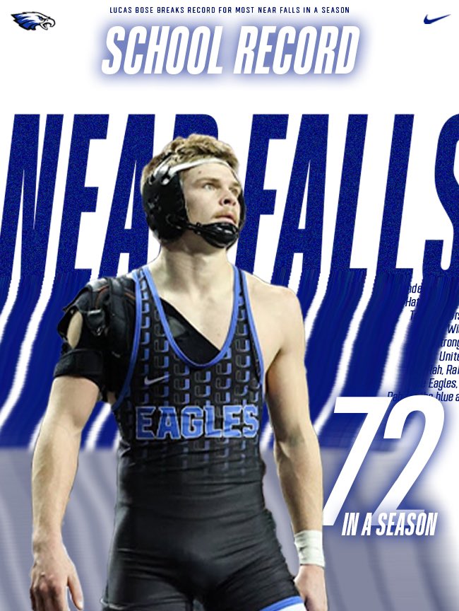 In  tonight’s dual against Shannadoah 
Lucas Bose broke the single season near fall record (72).

The previous record of 70 was held by Alex Thomsen! 

Congrats, Lucas!