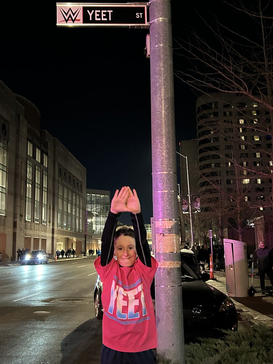 jfrog817's tweet photo. @JonathanFatu @uceyjucey if you could share this with Jey I would be forever grateful. My 9yr old son and I take a “boys trip” to the #RoyalRumble each year. From jump he told anyone who would listen who was winning this year. This moment meant so much to him #fan4life #YEETMANIA https://t.co/aRklFskSL5
