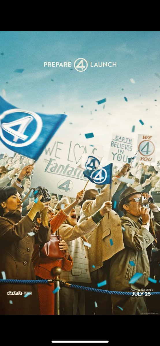 M_Dellinger14's tweet photo. Anyone notice the same lady’s face twice next to each other in #TheFantasticFour poster? Huge fan of the trailer but this poster is screaming AI https://t.co/IIWgUMjZE5