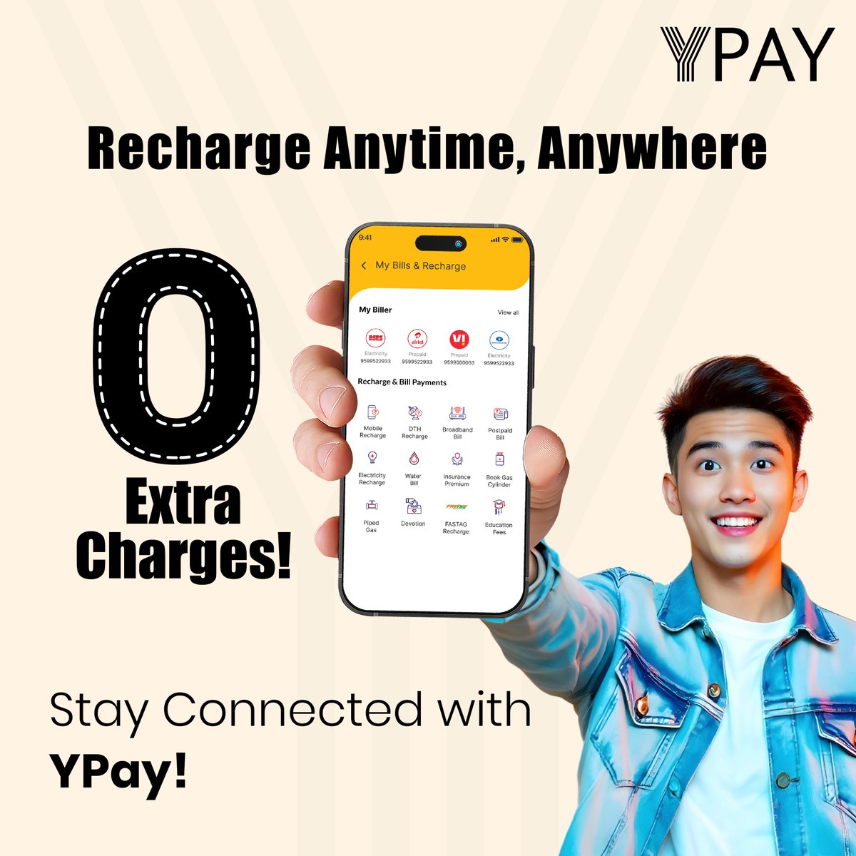 YpayOfficial's tweet photo. Recharge anytime, anywhere—effortlessly and without extra charges! ⚡ With YPay, experience seamless, secure, and fee-free transactions, ensuring you stay connected without any hassle. Because convenience should come with savings!  #SmartRecharge #StayConnectedWithYPay https://t.co/dXUY1bwXKu